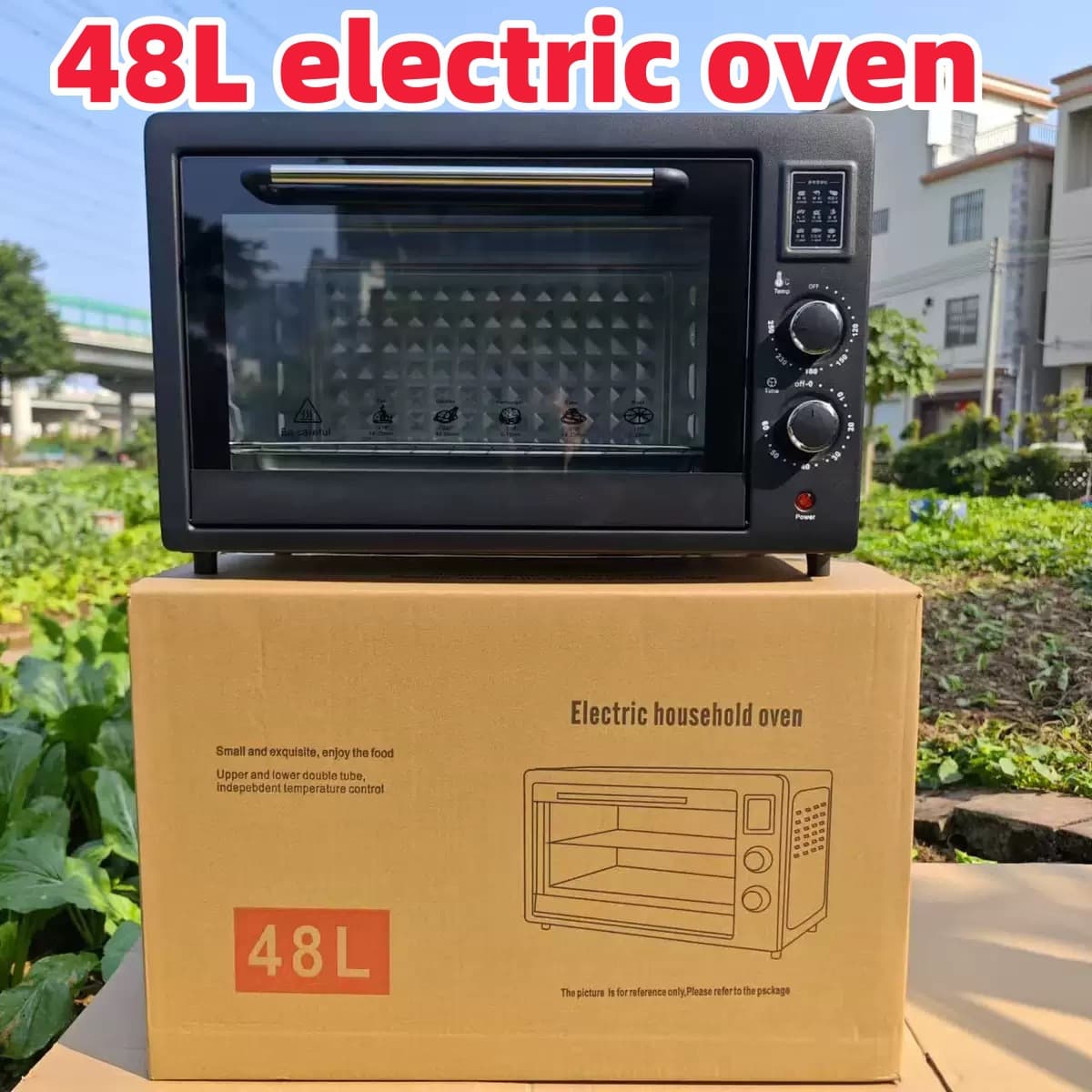 Cross-border small all-in-one multi-functional cake baking electric oven gift commercial manufacturer 48 liter oven new model for home use