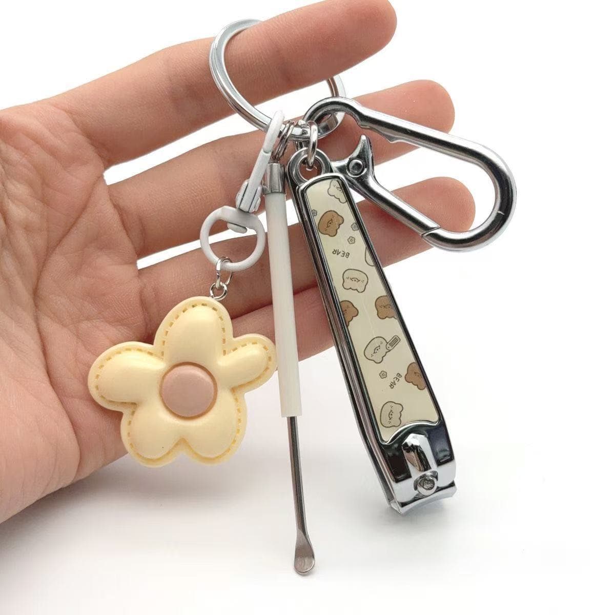 Butter Bear Keychain Pendant Cute Nail Clipper Set with Ear Pick 4-Piece Set Couple High Aesthetic Gift