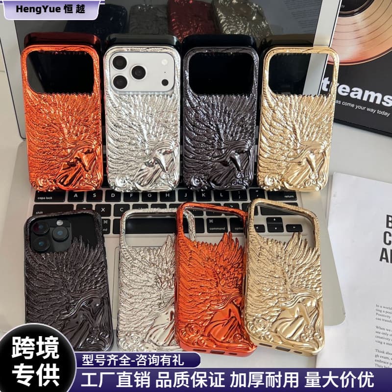 Suitable for iphone17promax mobile phone case electroplating tpu angel wings soft 15 apple 16 creative X protective cover