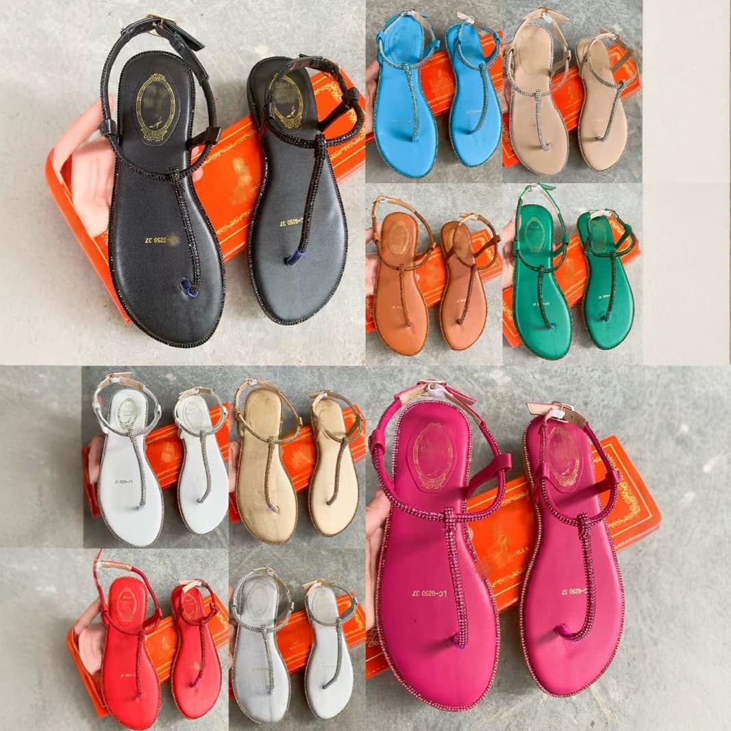 Cross-border Africa Hot Selling Women's RC Rhinestone Sandals Outdoor Toe Post Sandals Women Sandals Comfortable Versatile