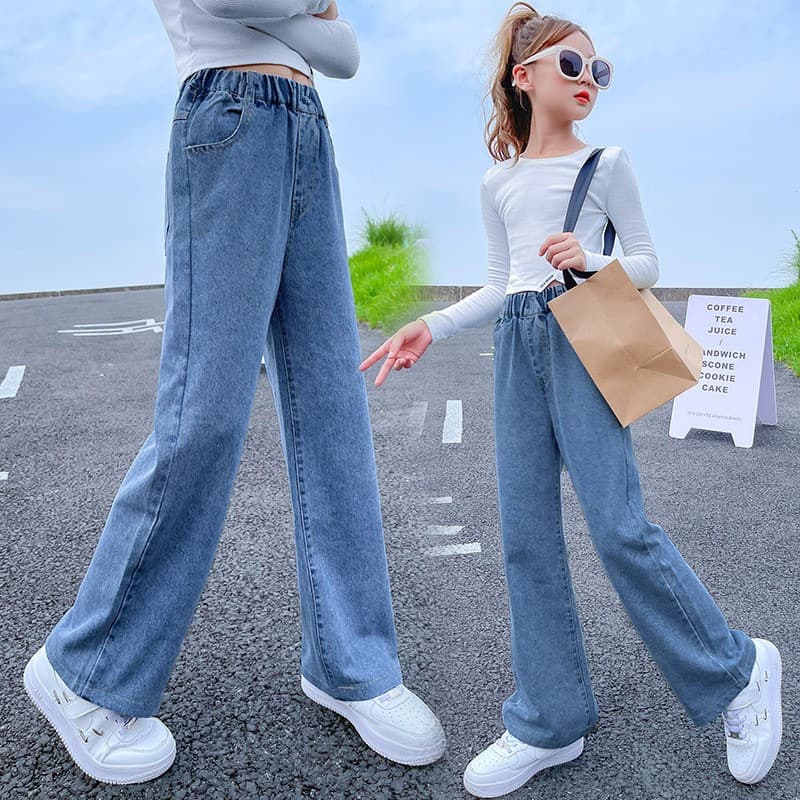 Spring/Autumn Denim Pants for Boys and Girls, Straight Leg, Casual and Comfortable, Factory Wholesale