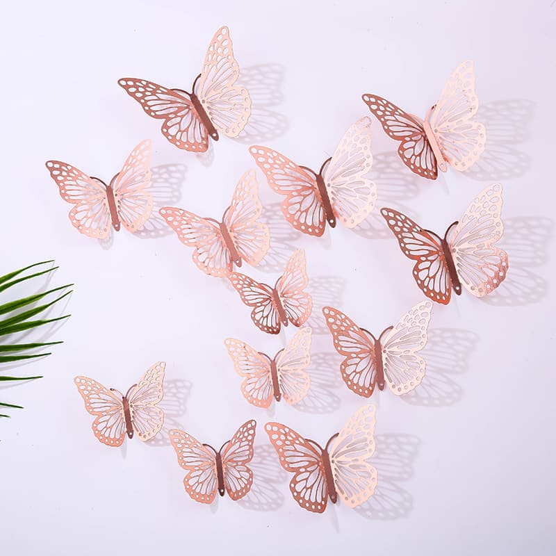 3D Butterfly Wall Stickers Hollow-Out Butterfly Wall Decor Colorful Butterfly Decals for Wall Background Decoration