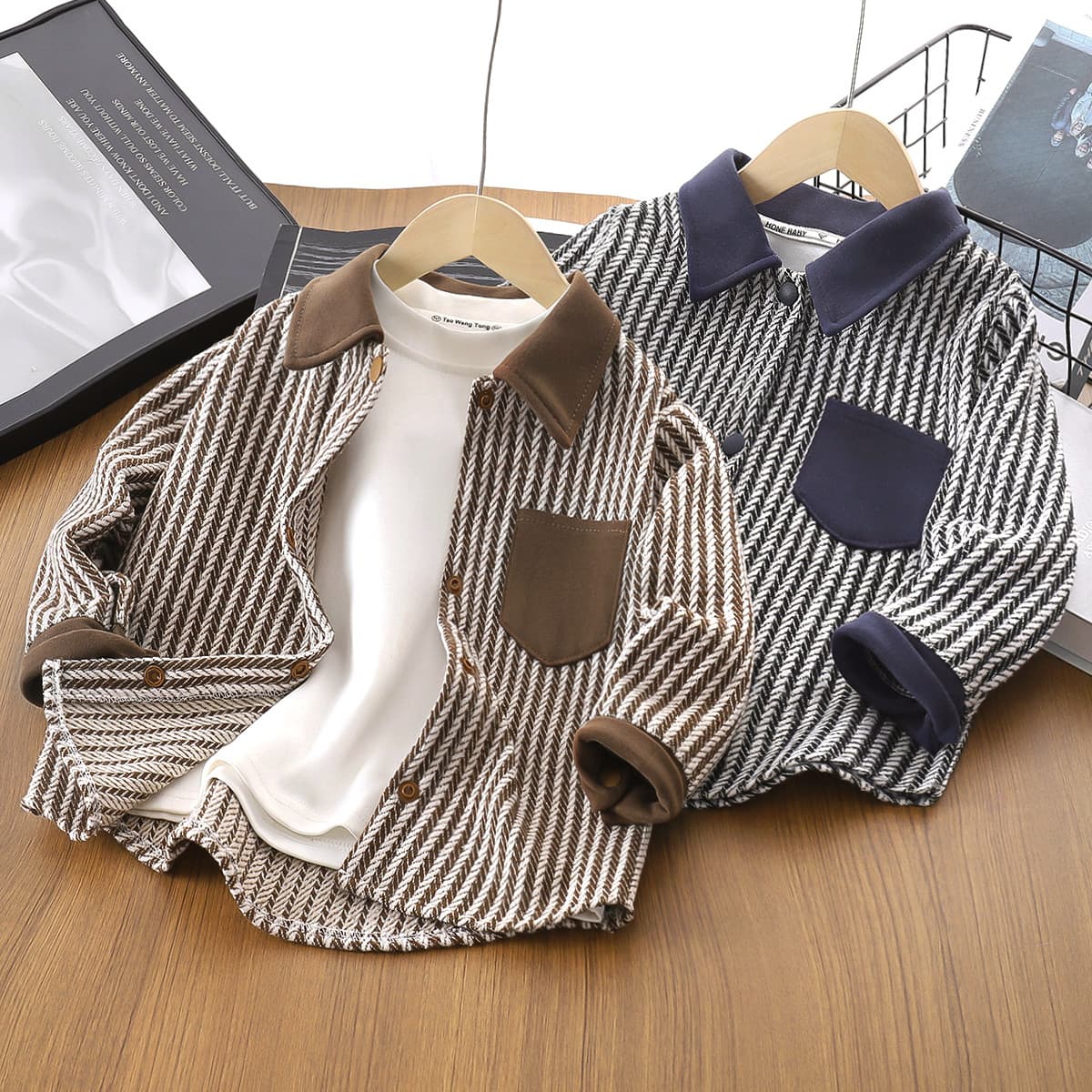 Children's Autumn Jacket for Boys 2026 Striped New Long-Sleeve Cardigan Shirt Outerwear
