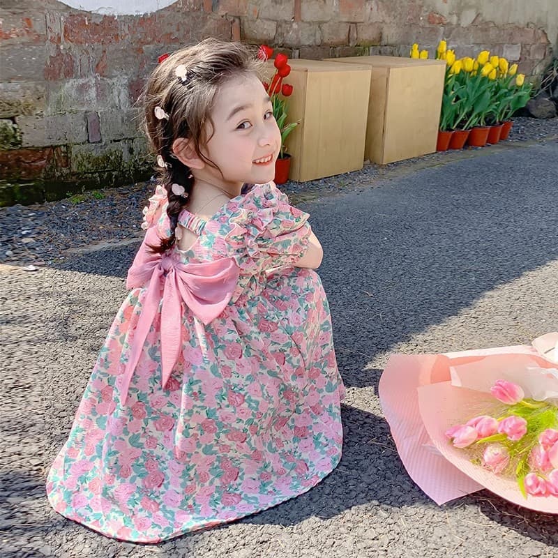 Girls Dress Summer 2026 New Style Toddler Baby Summer Fashionable Children Summer Wear Princess Dress Printed