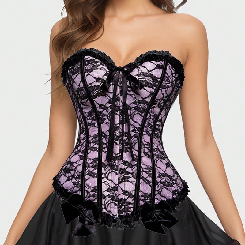 European and American Sexy Palace-Style Corset Fishbone Bra Retro Bust Shaping Top Front Button Strap Lace Tube Top