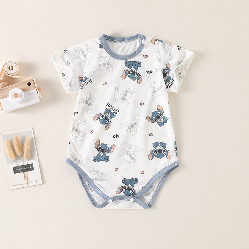 Baby short-sleeved jumpsuit pure cotton 0-2 years old baby summer thin triangle crawling suit for men and women newborn crawling suit