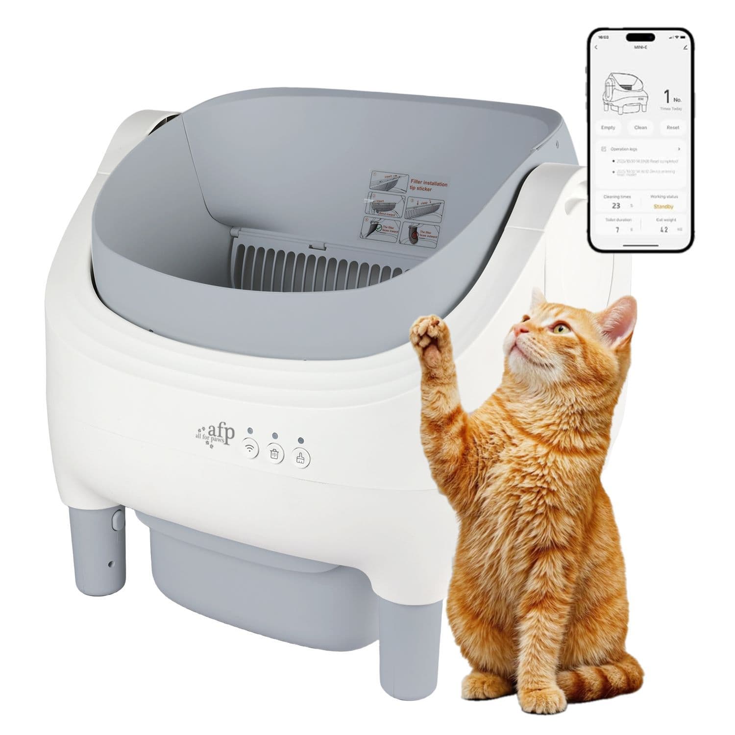 AFP Pet Automatic Self-Cleaning Litter Box Smart Induction Cat Toilet Remote APP Control Litter Box