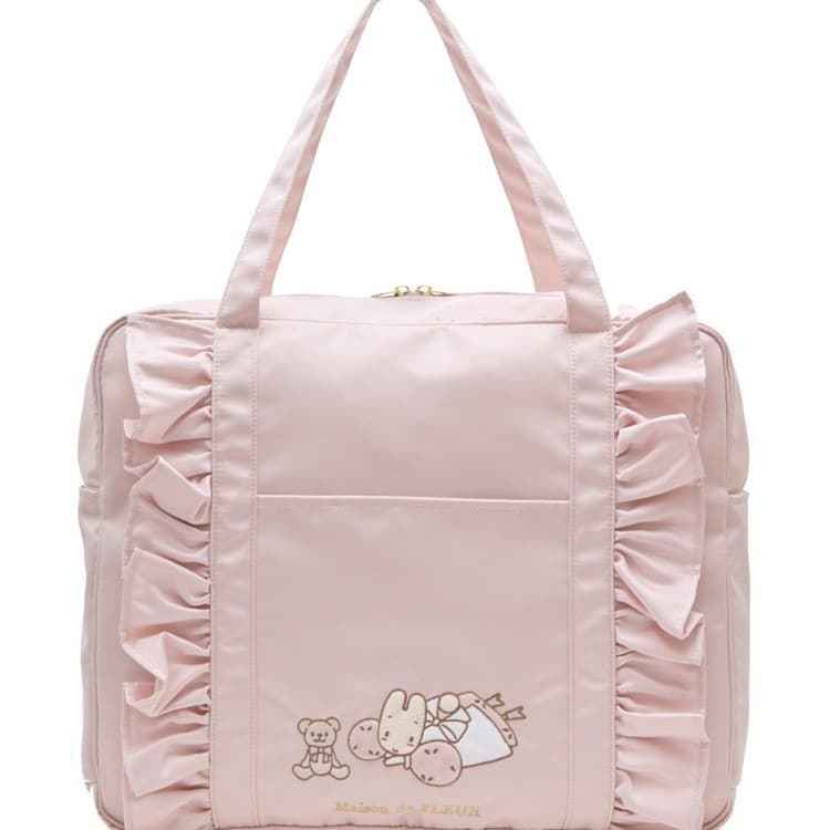 Spot Japanese cute jasmine rabbit embroidered hand travel bag ruffled girly heart luggage bag boarding carry-on bag