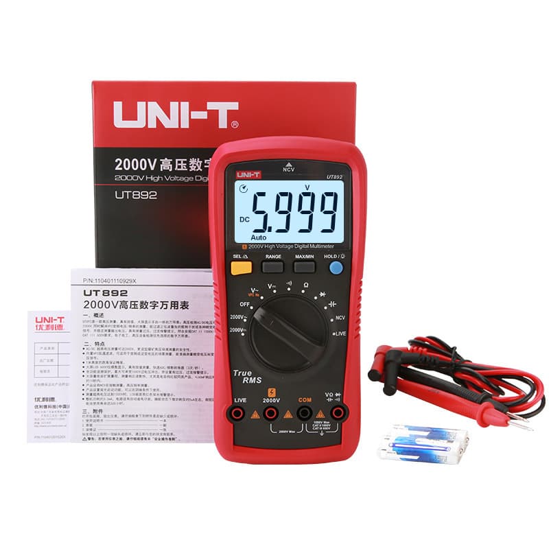 UNI-T UT892 Digital Multimeter AC/DC 2000V High-Precision Digital Display Resistance Capacitance Multimeter