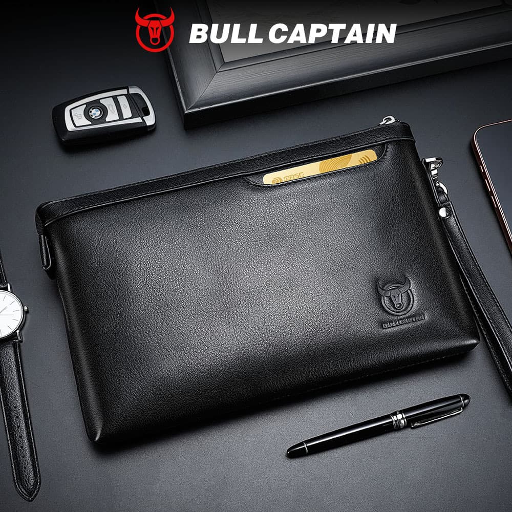Captain Niu's new men's bag genuine leather casual handbag first layer cowhide envelope bag large capacity hand soft leather men's clutch bag