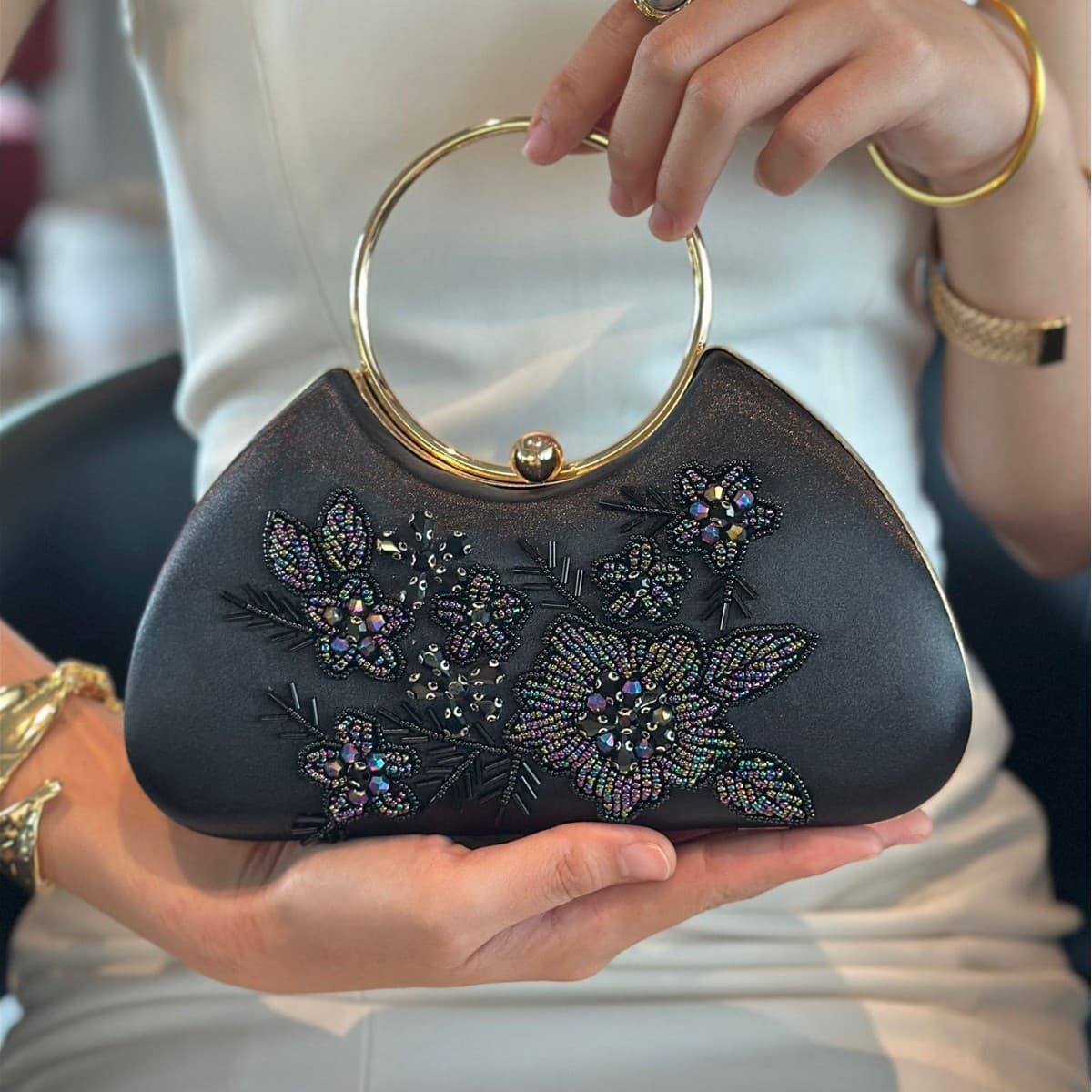 Luxury Evening Bag Fashion Handmade Beaded Flower Handbag Banquet Dress Clutch Cheongsam Handbag Wedding Bag