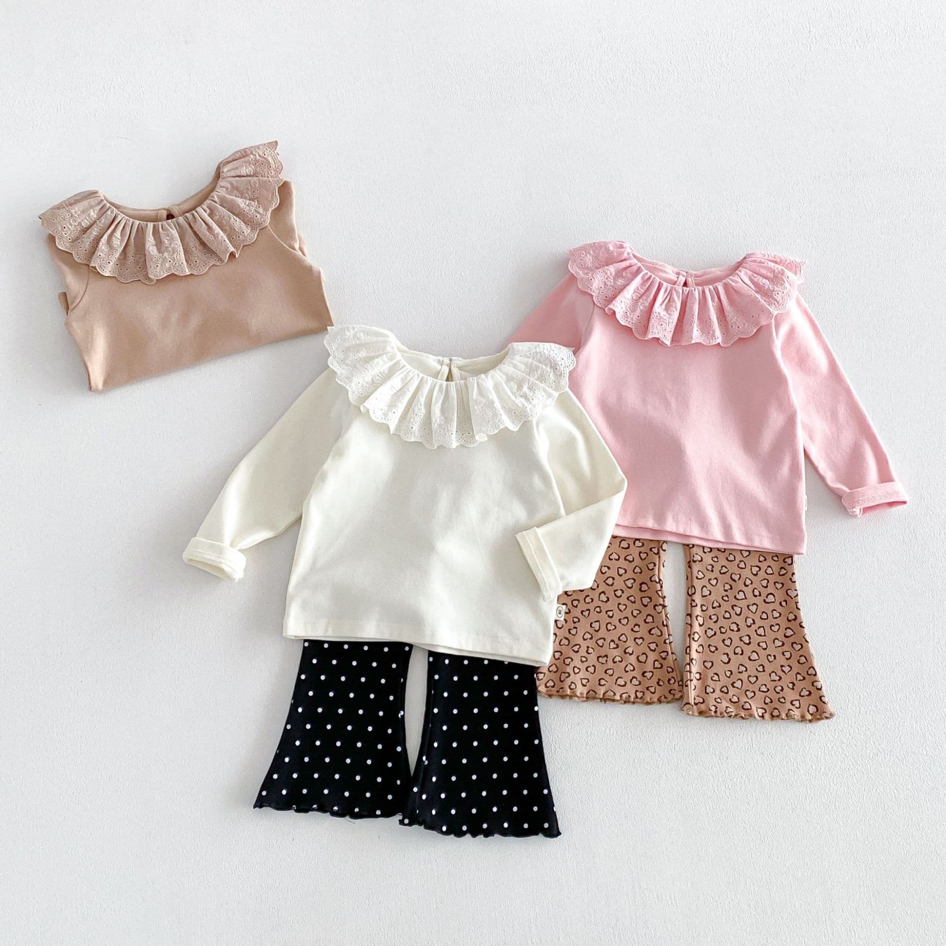 Girls solid color bottoming shirt 2026 new autumn baby girl lace collar long-sleeved T-shirt children's autumn clothing zqy6238