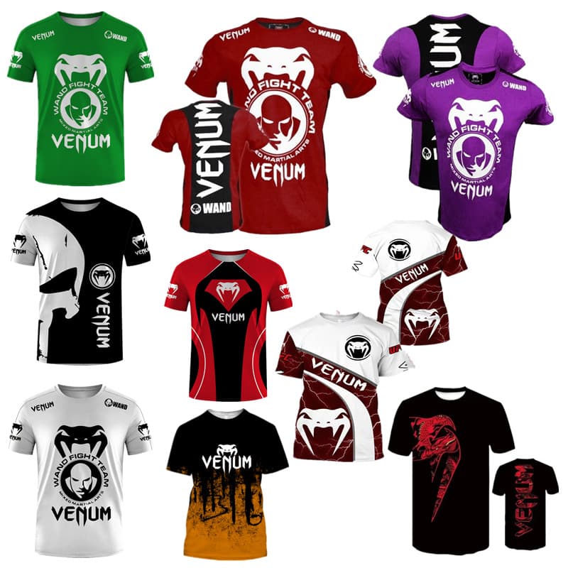 2024 Summer Cross-Border Fashion Short Sleeve T-Shirt Venum Fighting Training Boxing 3D Digital Print Short Sleeve Men