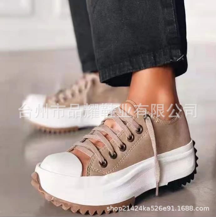 2025 Spring New Low-top Thick-sole Canvas Shoes for Women, Glued Canvas, In Stock, Thick-sole Canvas Shoes, Women's Single Shoes, Size 43