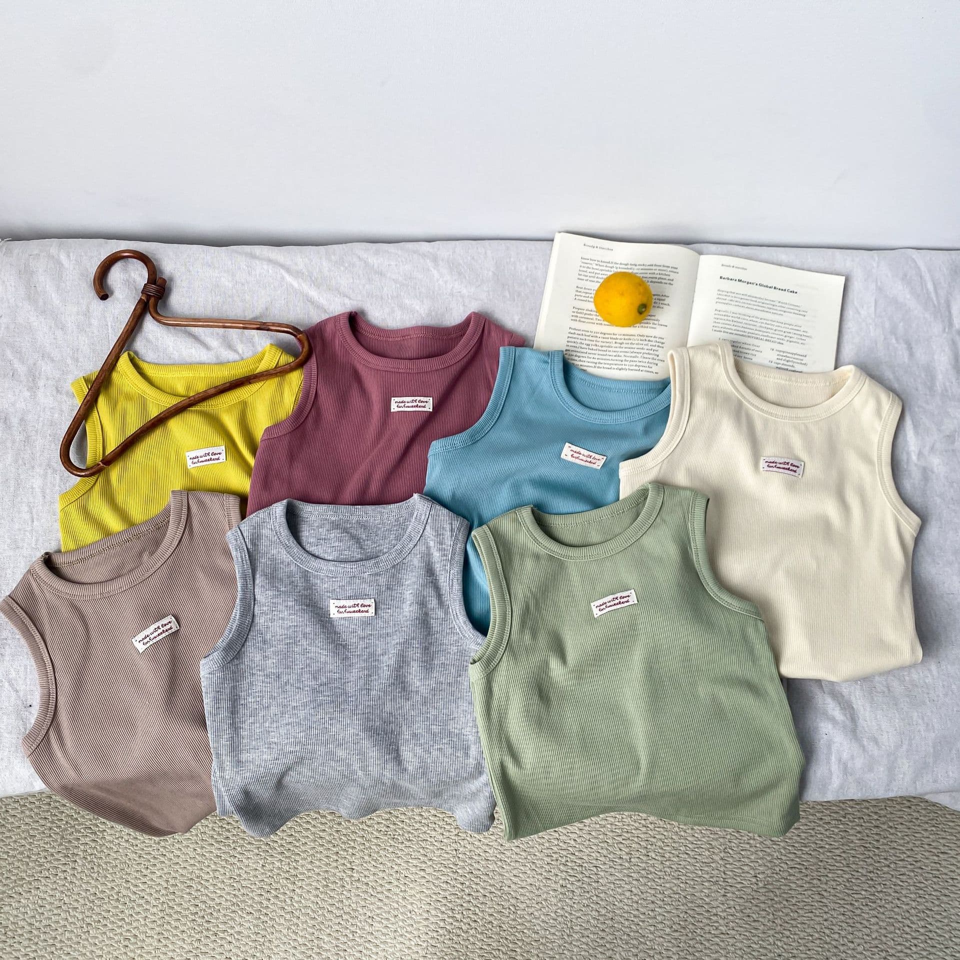 Children's 2026 summer new solid color sleeveless vest T-shirt for men and women Korean version elastic multi-color versatile basic model