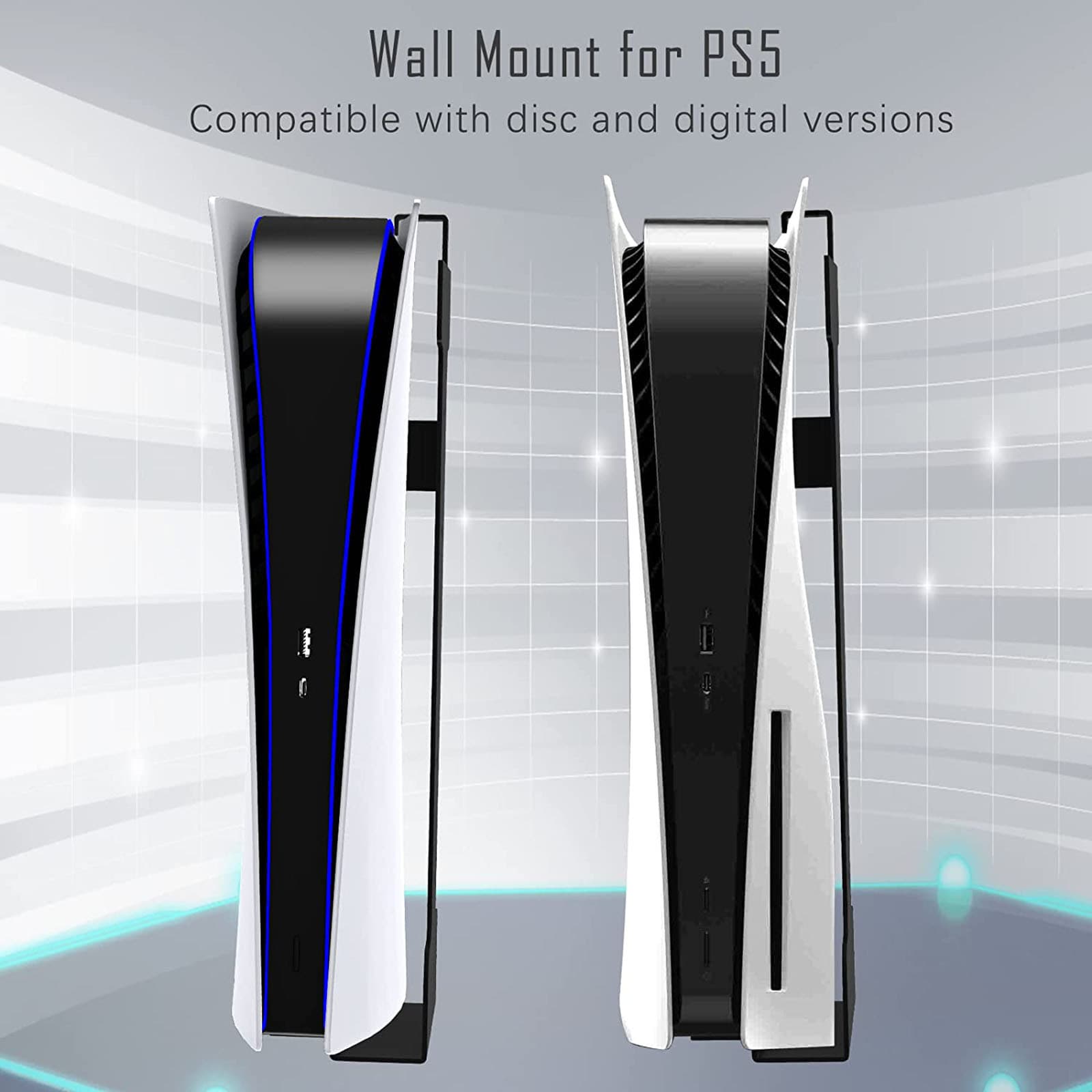 Universal Wall Mount for PS5 Console, Storage Bracket with Game Controller and Headphone Holder, PS5 Console Stand