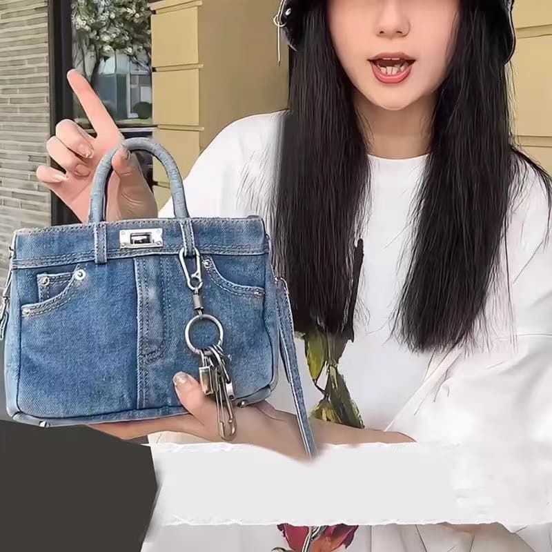 Red Riding Book Internet Celebrant Same Style Jeans Bag Fashion Casual All-match Handbag Distinctive Commuting Shoulder Crossbody Bag Trendy