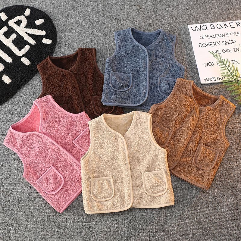 Children's Vest Warm Inner Wear Lamb Fleece 2024 New Style Autumn/Winter for Girls and Boys, Spring and Autumn Boy's Sleeveless Jacket