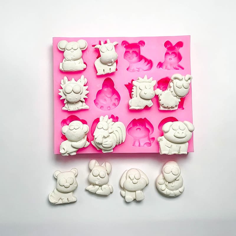 Cartoon Cute Animal Zodiac Silicone Mold, Aromatherapy Ornament, Resin, Soap, Plaster, Clay