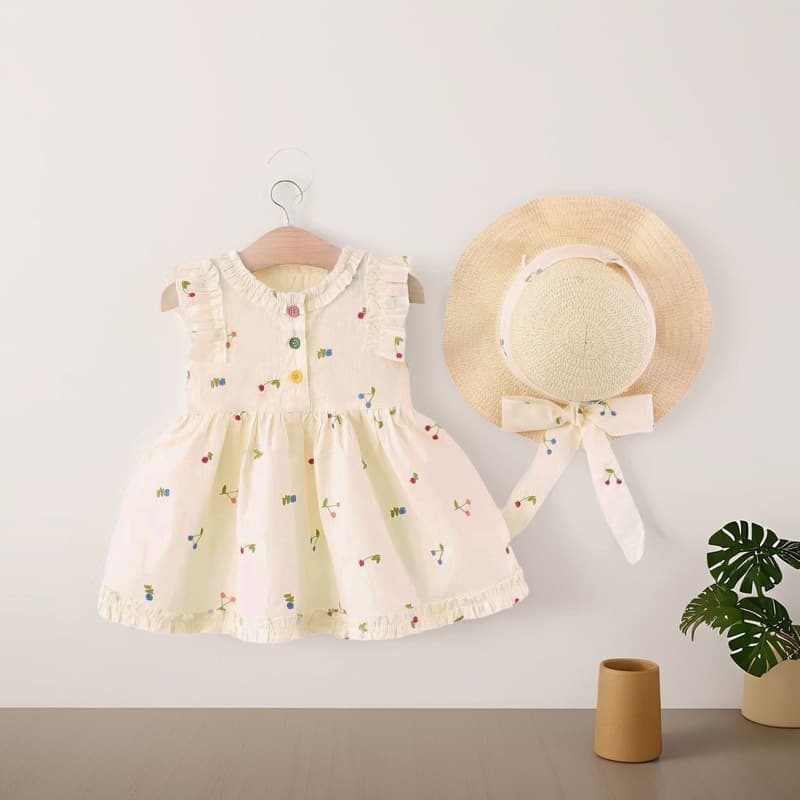 Girls Baby Skirt Embroidered Cherry Dress Summer Children's Summer Clothes 2025 Western Style New Children's Clothes Princess Style
