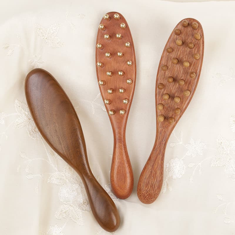 Red Sandalwood Comb with Copper Teeth, Solid Wood Massage Comb, Head Meridian Comb, Wide-Tooth Comb, Massage and Gua Sha Tool