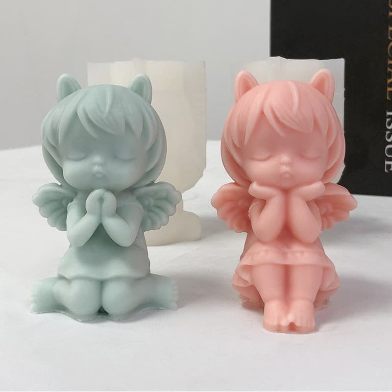 Little angel candle silicone mold 3D wishing angel girl aromatherapy plaster resin ornament angel candle mold