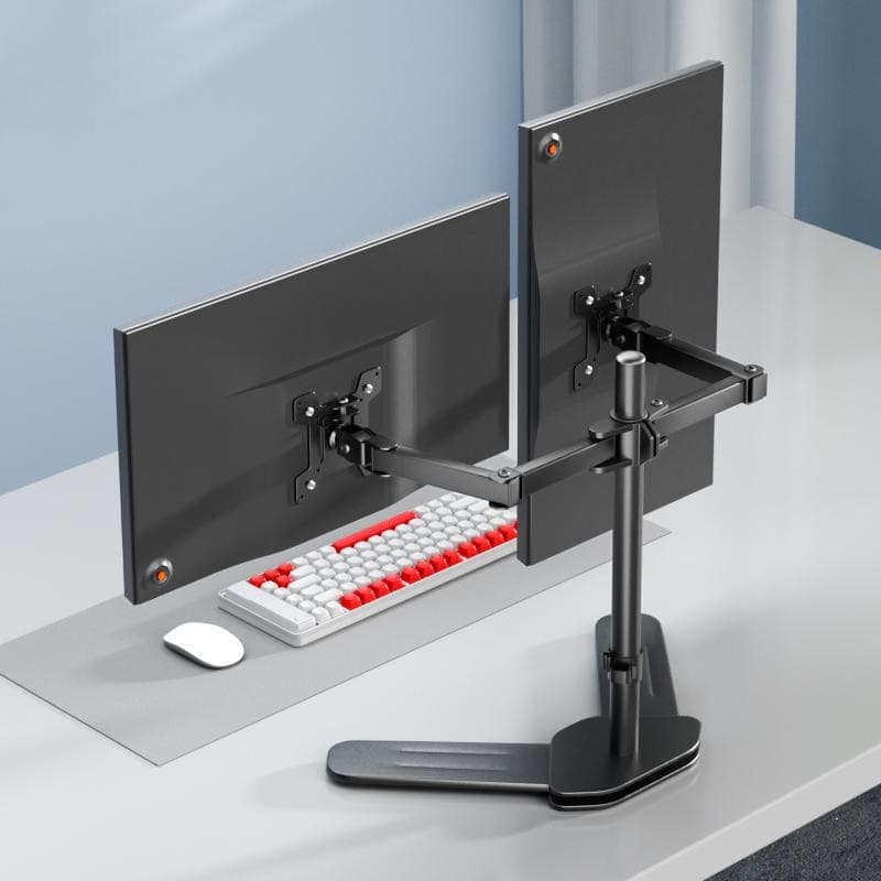 14-27 Inch Monitor Desk Stand, No-Drill Mechanical Arm for Rotating Screens and Dual Setup