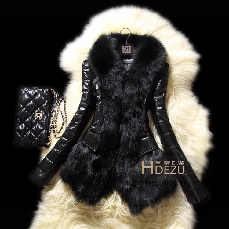 In Stock 2026 Winter New Slim Fit Faux Fox Fur Collar Faux Fur Sheepskin Slimming Coat