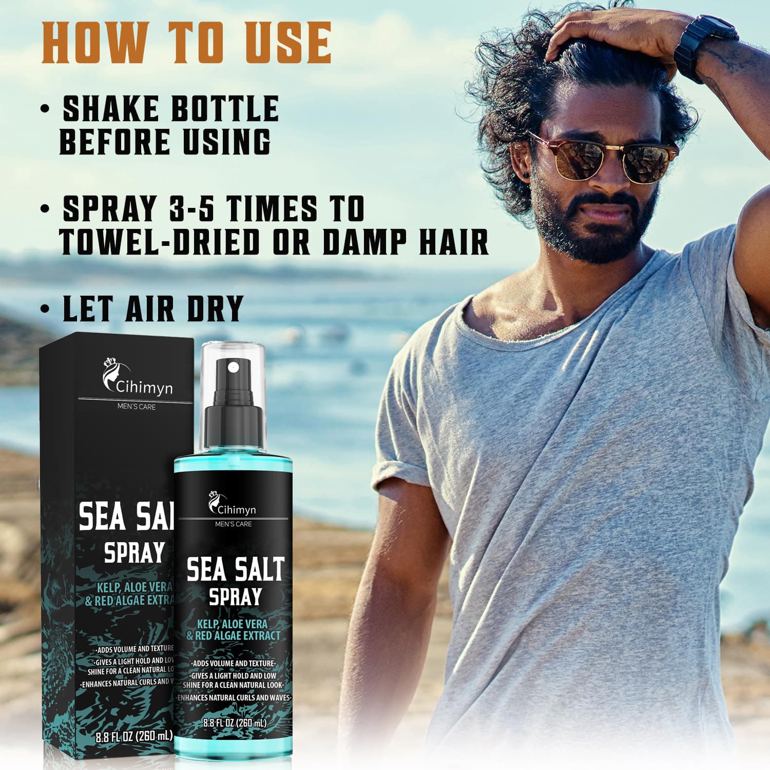 Cross-border Hair Styling Spray Men's Sea Salt Spray Amazon Beach Surf Styling Sea Salt Spray