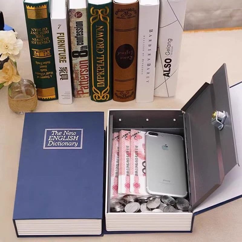Book Safe with Hidden Compartment, Unlockable Piggy Bank Gift, Large Capacity Metal Money Box with Password Lock