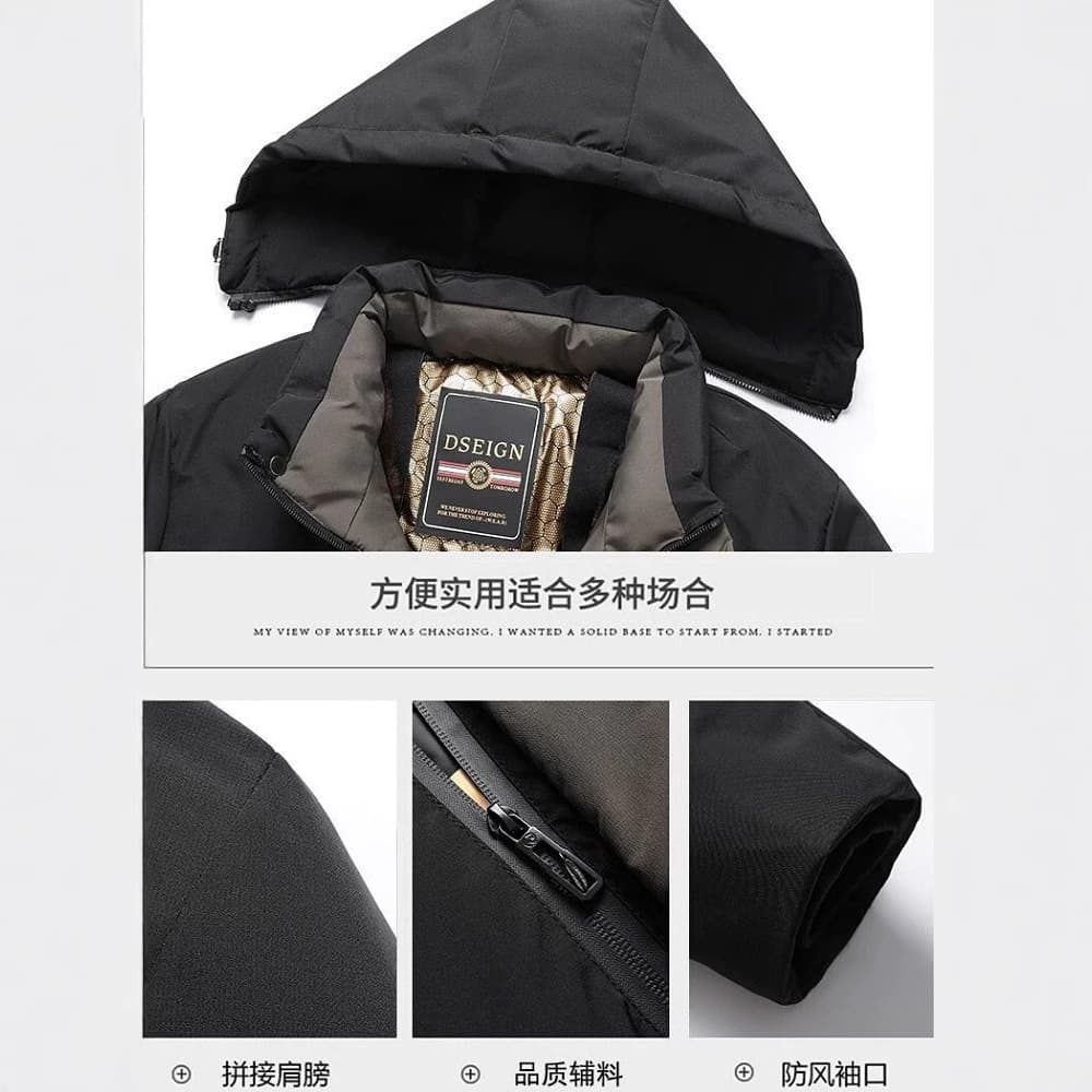 Autumn and Winter Casual Business Warm Cotton Jacket with Detachable Hood, Thickened and Padded Casual Wear YC-9833 Black