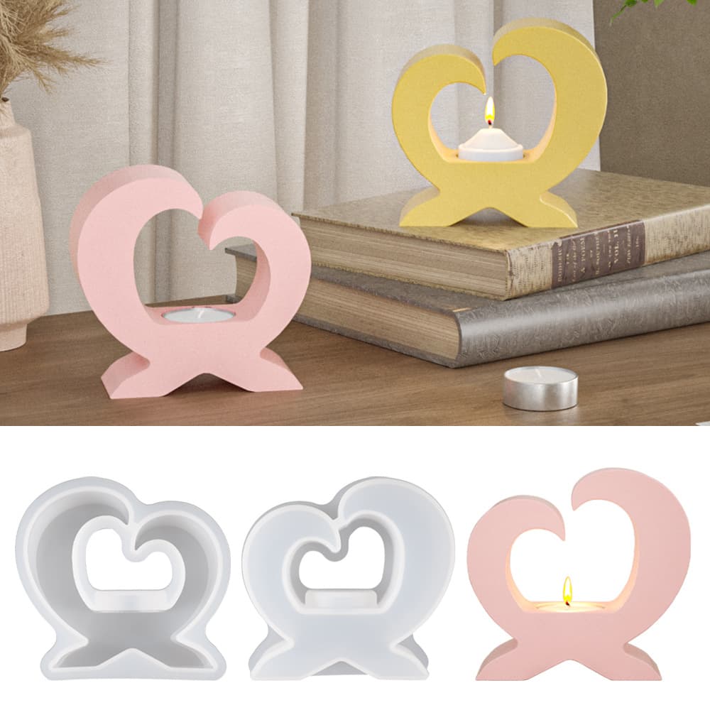 Poppy diy aromatherapy gypsum cement love candlestick base jewelry heart-shaped candlestick ornaments silicone mold