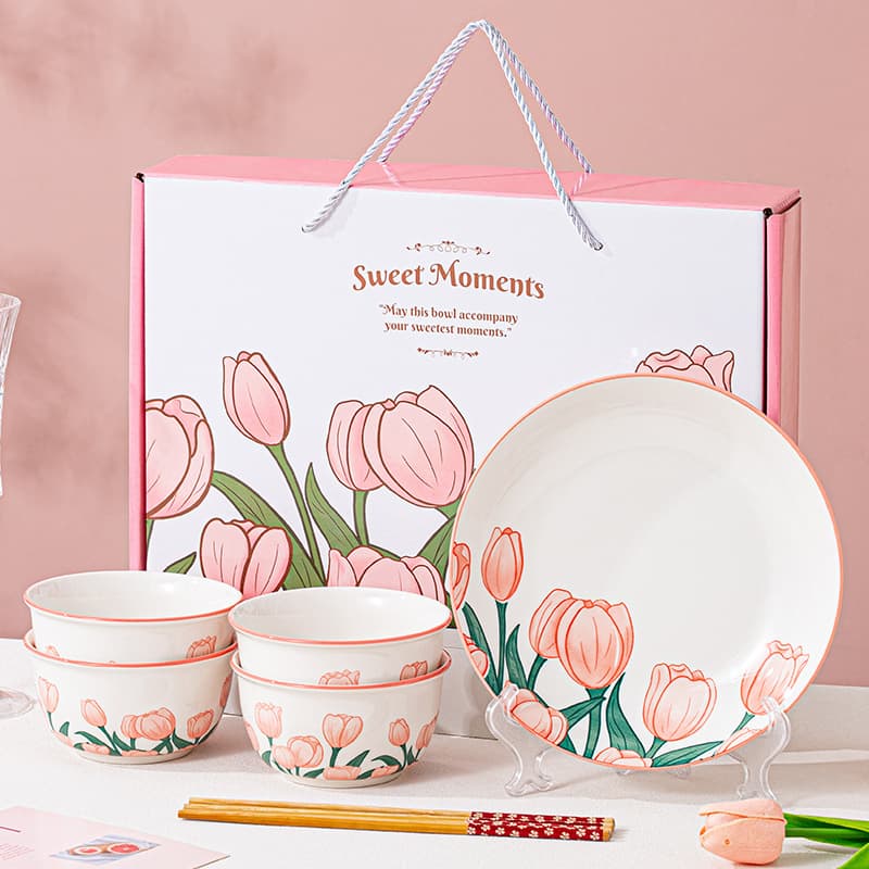 Shishi Ruyi Bowls and Chopsticks Set Ceramic Tableware and Dishes Gift Box Set Opening Event Souvenir Small Gift Set Bowl