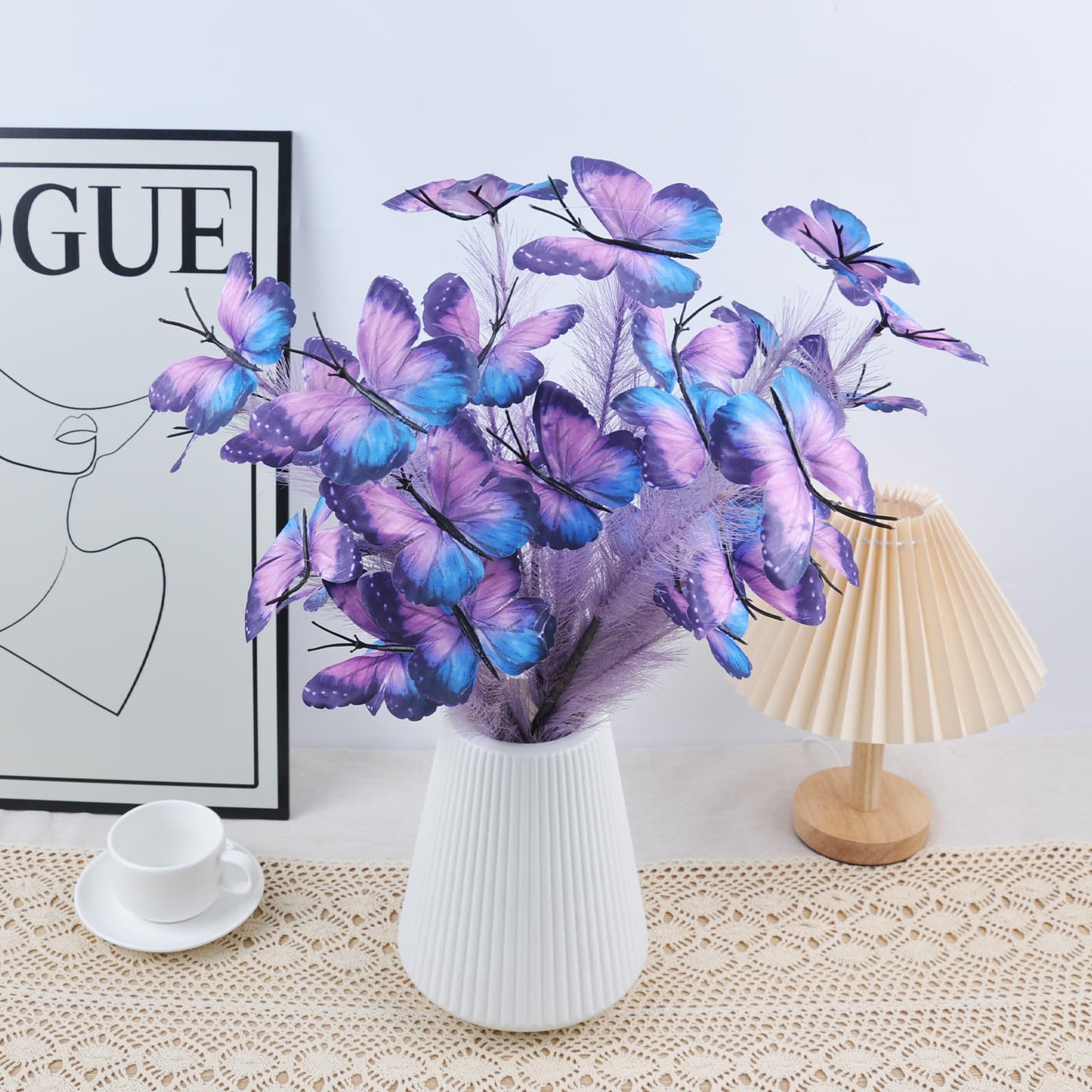 Cross-Border Hot Selling Artificial Butterfly Branch for Wedding Home Office Party Decoration Vase Flower Arrangement