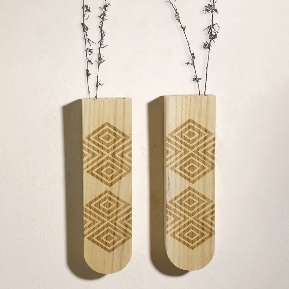 Amazon Cross-Border Wooden Crafts Wall Vase Dried Flowers and Green Plants Shelves Simple Home Bedroom Decoration