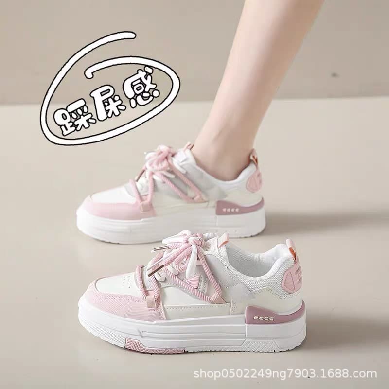 White Sneakers for Women 2025 Spring Popular Thick-Soled Sports Sneakers Ins Trendy Student Versatile Niche Pink Casual Shoes