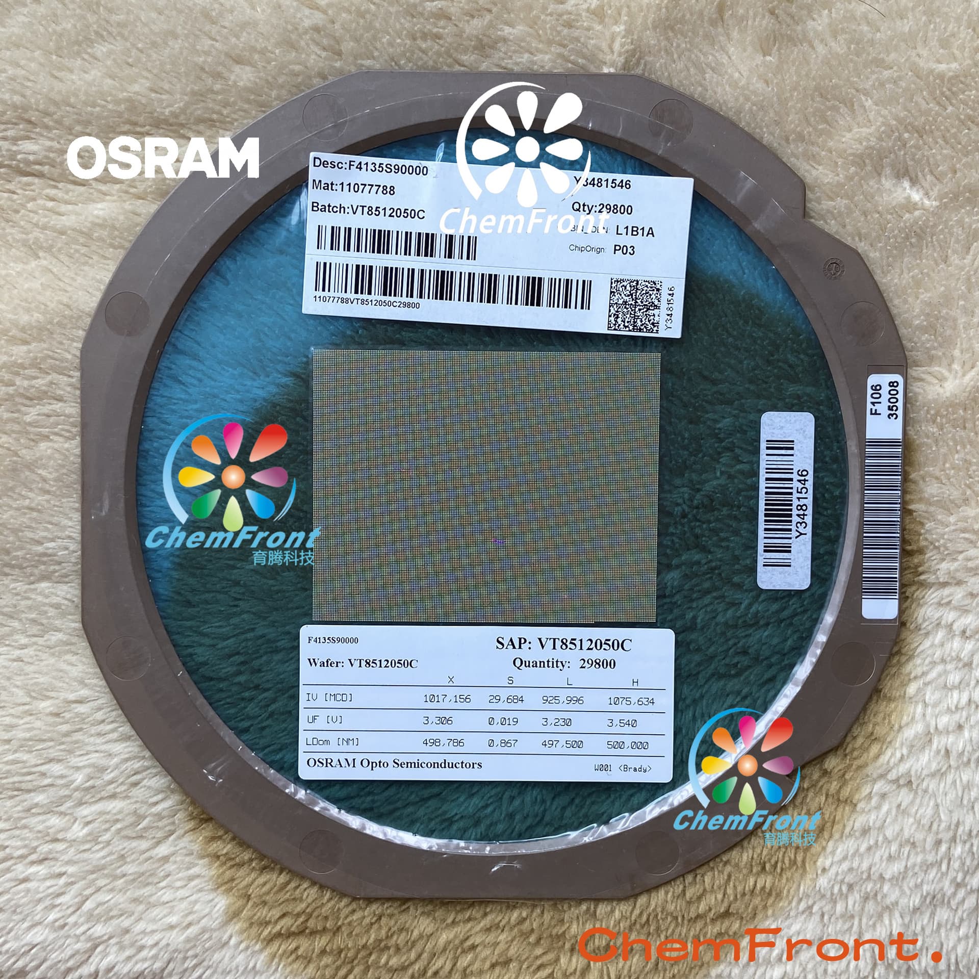 LED Green Light Chip OSRAM Optoelectronic Chip LED Traffic Light Chip Electronic Display LED Green Light