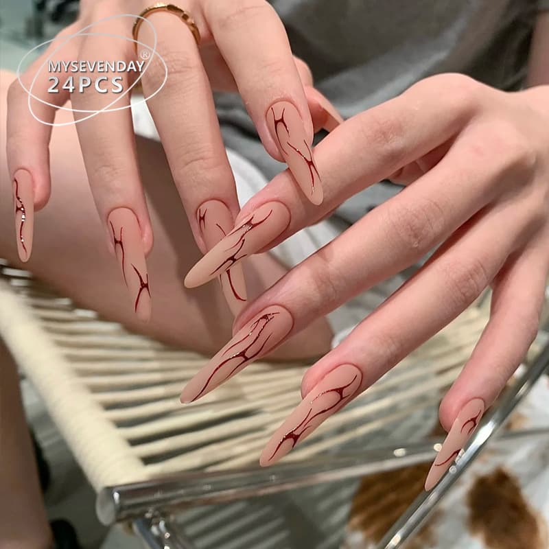 Hot-selling wearable nails for export, European and American trendy French contrast color nail tips, finished removable fake nail stickers