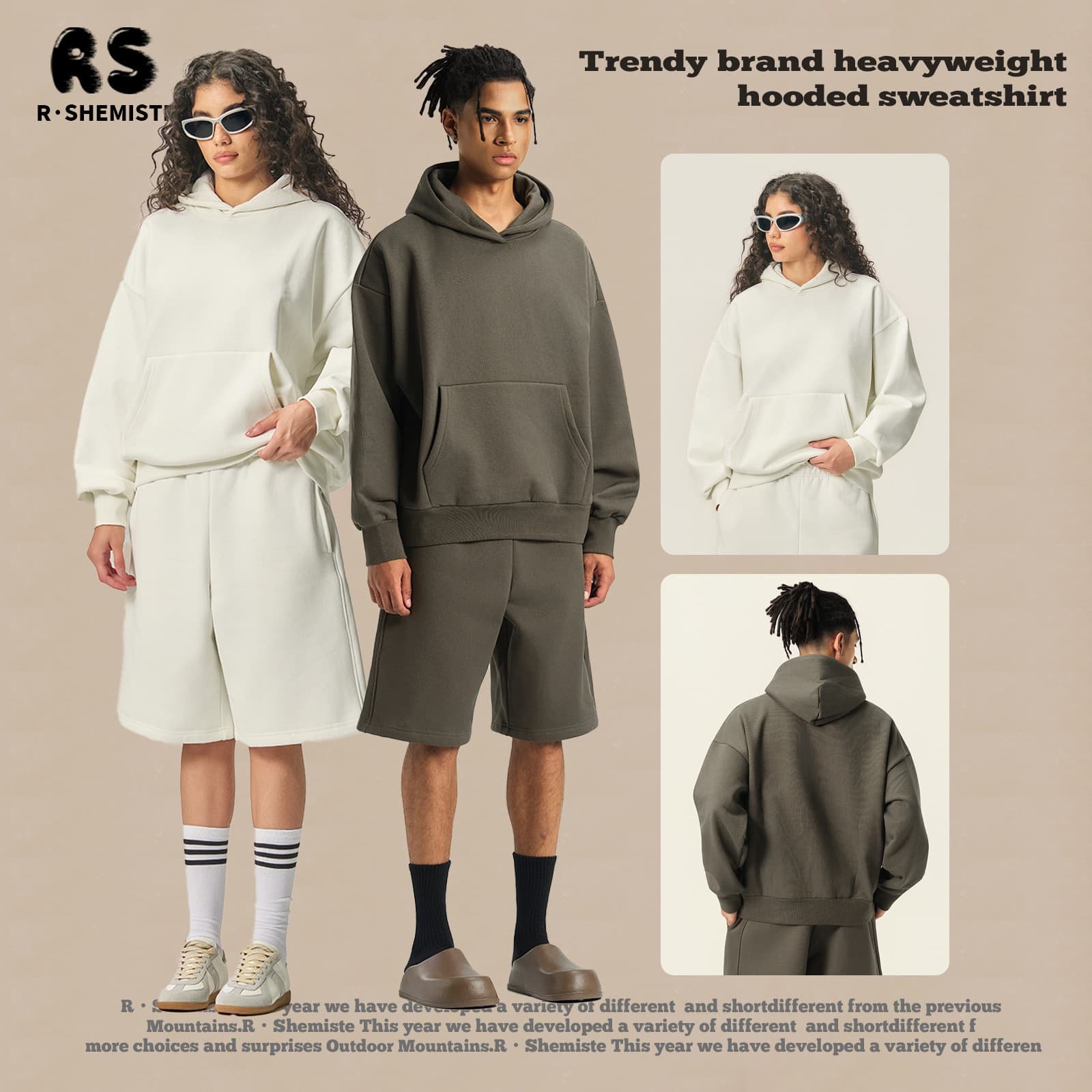 RS Menswear | Cross-border FOG Light Fleece Hoodie Heavyweight 500G Hooded Sweatshirt for Men, Fleece American Style Men's Hoodie