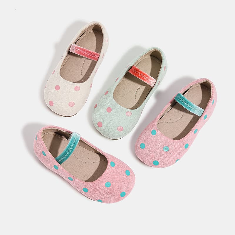 Girls' leather shoes 2025 spring/autumn new style, ballet round toe little pump, princess girls' dopamine polka dot