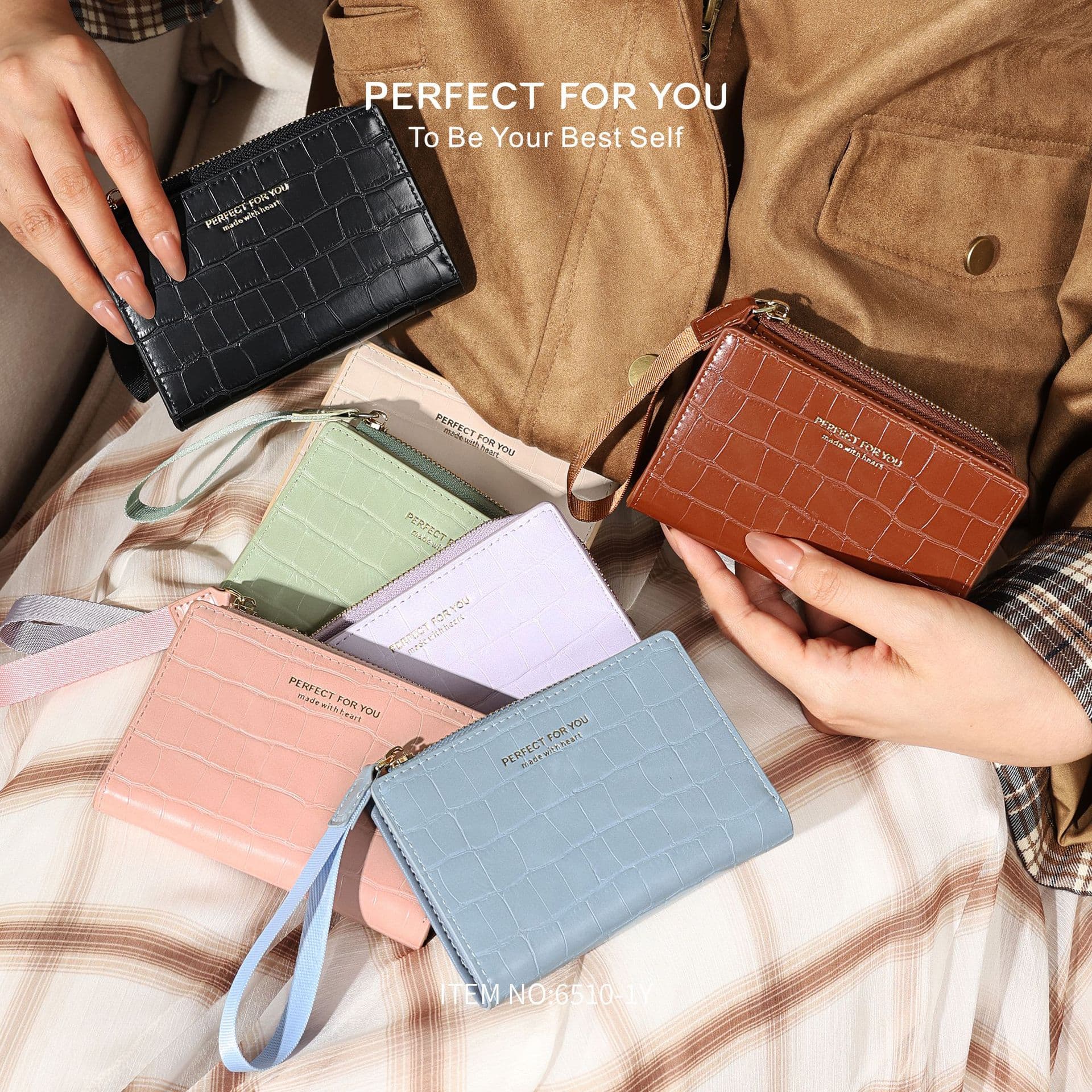 Weichen Wear-Resistant Anti-Oxidation New Fashion PU Stone Grain Women's Bifold Zipper Wallet Premium Feel
