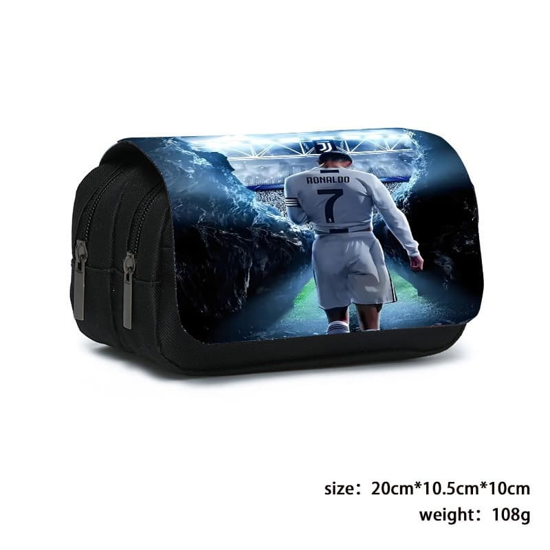 CR7 Double-Layer Large-Capacity Flip-Top Pencil Case for Primary and Secondary School Students, Printed Pencil Case, Kids' Stationery, DIY, Drop Shipping, In Stock