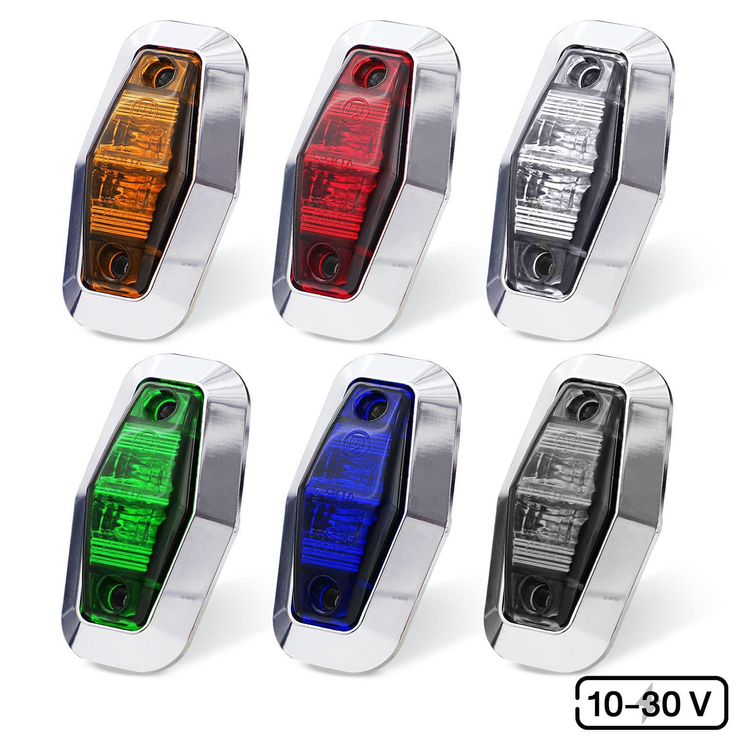 2LED 12V 10-30V Truck Side Marker Light Universal Clearance Warning Anti-Collision Light with Chrome Frame for Export