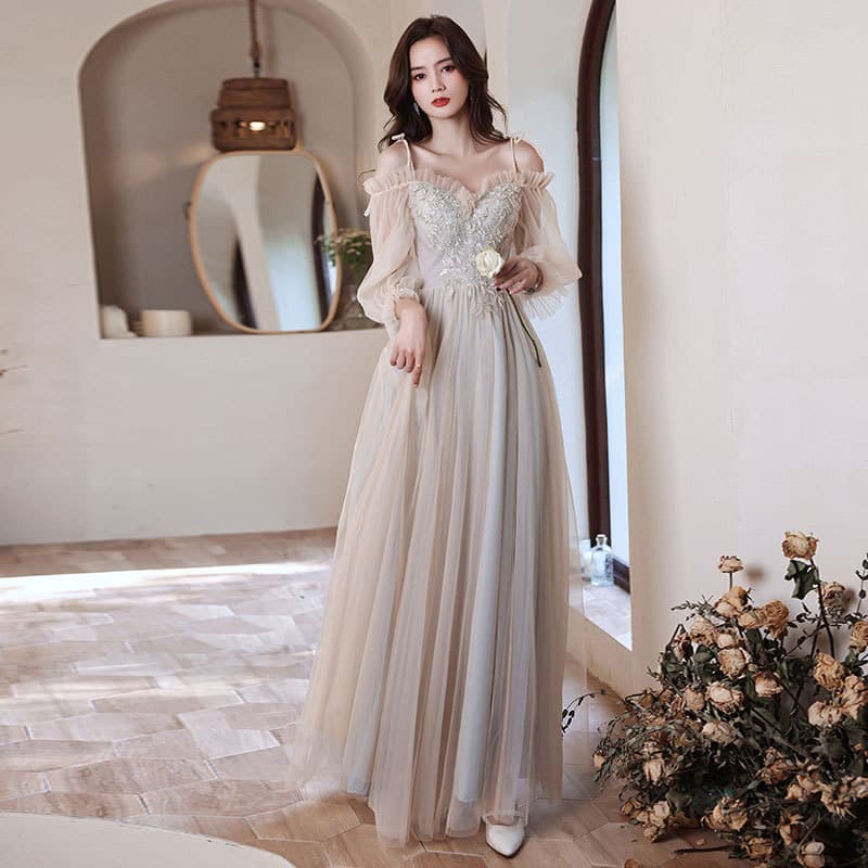 Gray Bridesmaid Dress 2026 New Fairy Bridal Party Slimming Long Dress Summer Drop Shipping