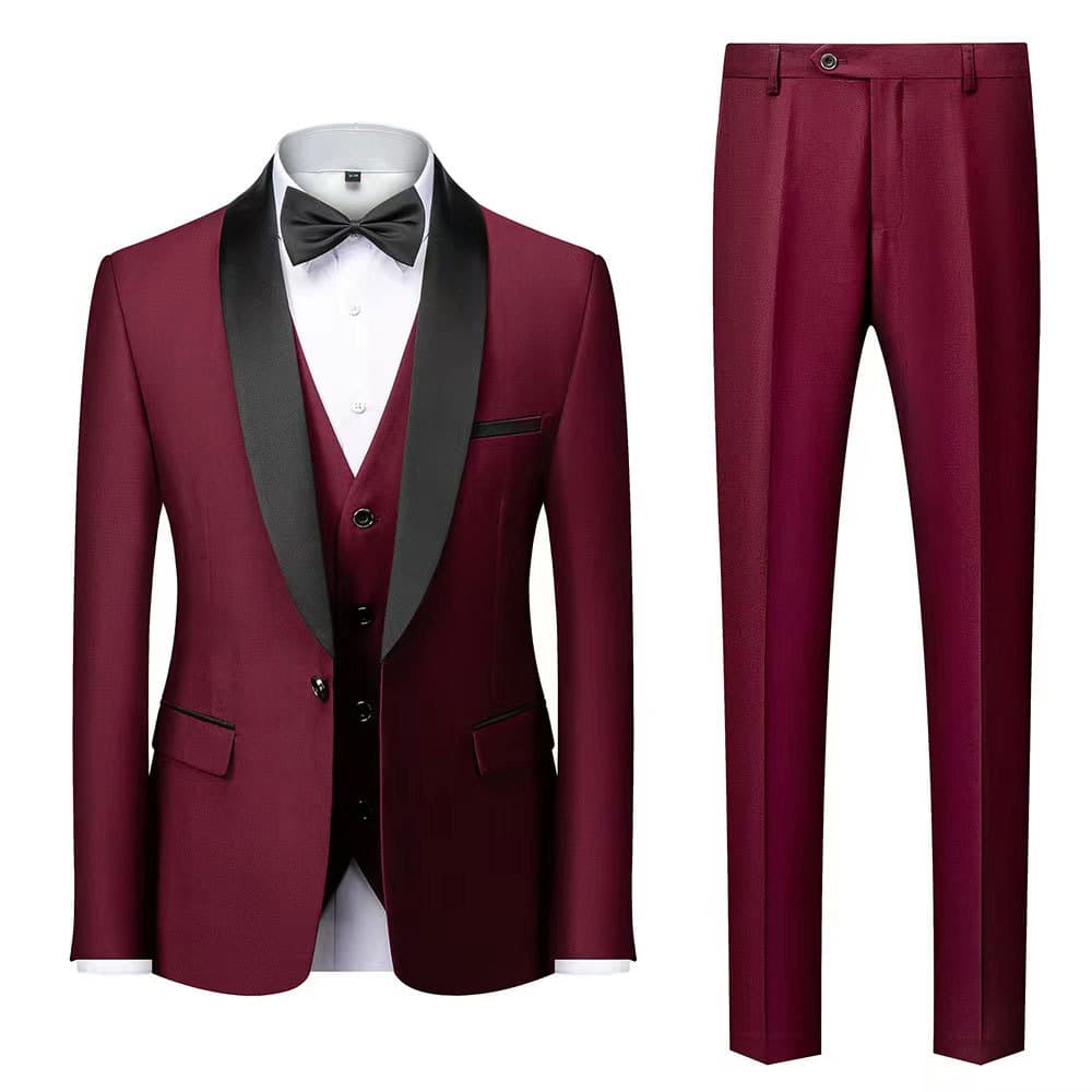 Wedding Suits Spring/Fall Bestseller Men's Wedding Suit Three-Piece Set Graduation Host Formal Shawl Collar