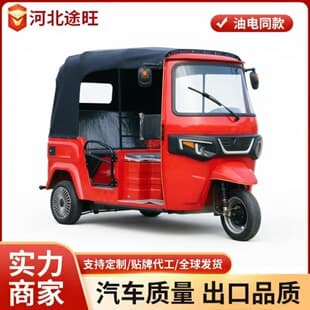 Tuk-Tuk Passenger Electric Three-Wheeled Motorcycle with Sun and Rain Canopy, Bajaj Style, TVS Model