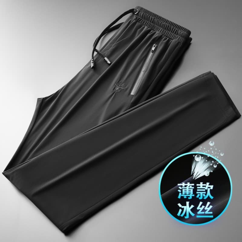 Summer Thin Casual Pants for Men, Ultra-Breathable Ice Silk Fabric, Loose Straight Leg, Middle-Aged Men's Sports Pants 82