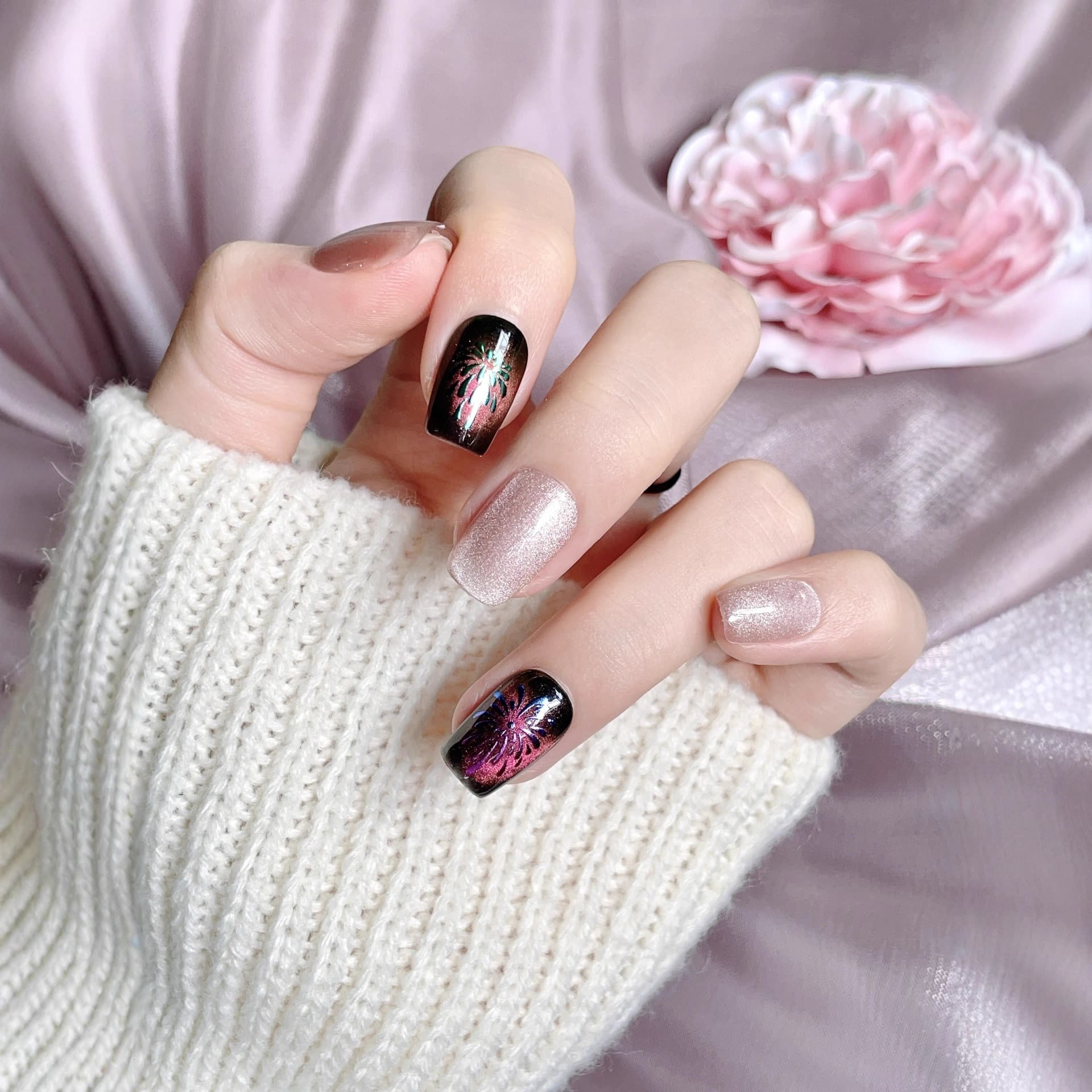 Purely handmade wearable nails, high-quality fake nails, short manicure patches, finished products, wholesale, light luxury, heavy industry, sparkling butterfly diamonds