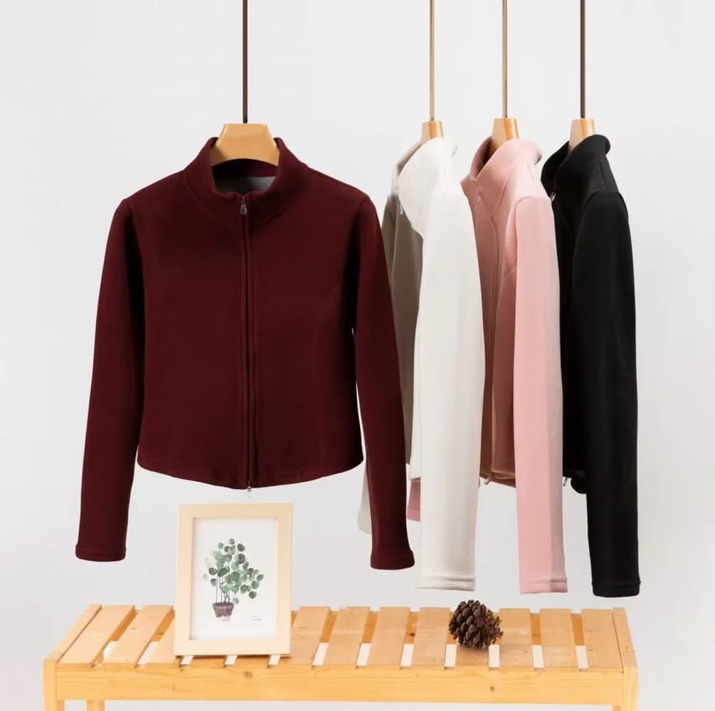 Graphene yoga wear windproof coat women autumn/winter new heating warm elegant zipper slim fit stand collar