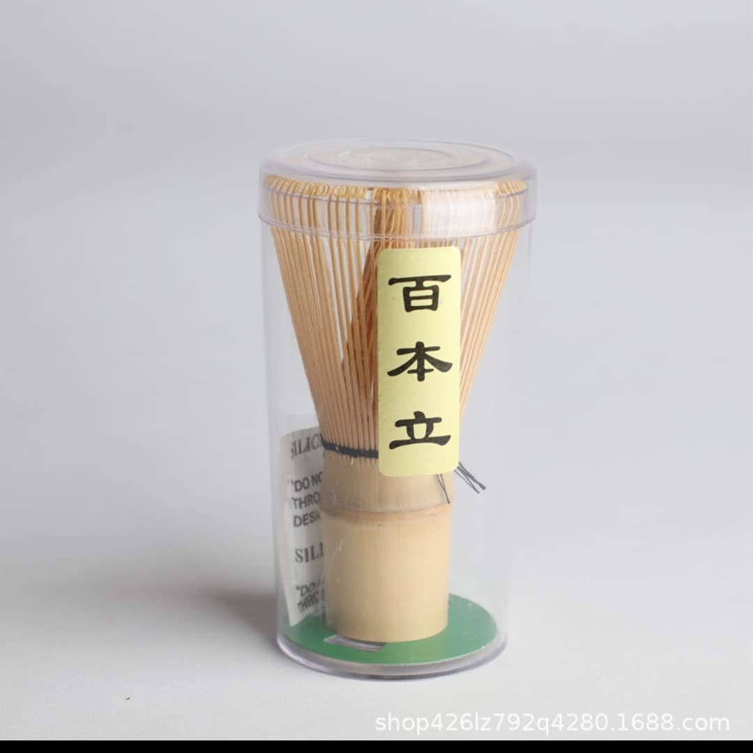 White Bamboo/Purple Bamboo Chasen (100/80 Bristles), Standard/Ears of Rice Style, Outdoor Use Long Handle Matcha Whisk, Matcha Tools